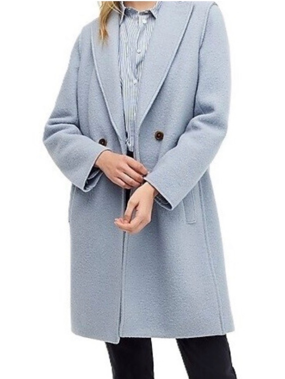 J. Crew Light Blue Daphne Double-Breasted Italian Wool Pea Coat